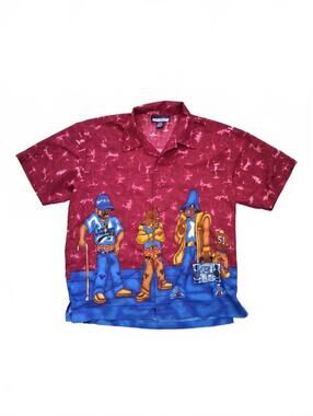 Vintage 90s Paragraff Men's Medium Tye Die Hip Hop Streetwear Short Sleeve Shirt
